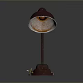 Vintage Red Table Lamp With Curved Arm And Orange Power Cord