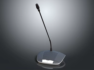 Modern Desktop Headphone Speaker With Black Mic Rod And Silver Mesh Base Design 3d model