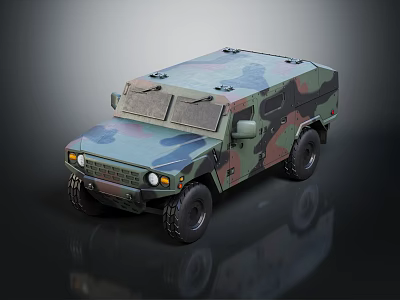 Camouflage Utility Vehicle With Rugged Design Strong Tires And Off Road Capability 3d model