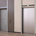 Modern Elevator Design With Sleek Metallic Doors And Beige Wooden Wall Panels