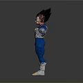 Anime Character Vegeta in Blue Outfit With White Gloves Black Spiky Hair Golden Accents