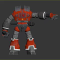 Futuristic Red Mechanical Robot With Silver Arms Legs And Metallic Body Standing Pose