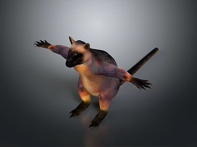 Exotic Animal with Extended Limbs Brown Pink Black Fur and Dynamic Stance Design 3d model