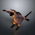 Exotic Animal with Extended Limbs Brown Pink Black Fur and Dynamic Stance Design