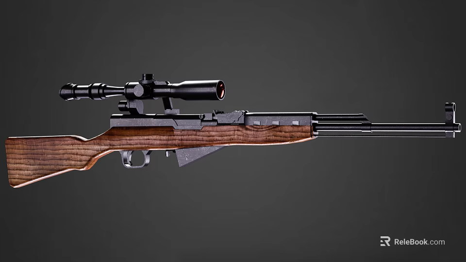 Tactical Precision Rifle With Scope Wooden Stock And Metal Barrel High Quality Design 3d model 