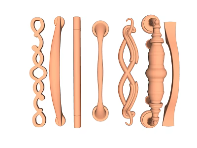 Various Decorative Door Handles With Ornate Patterns And Classic Designs 3d model