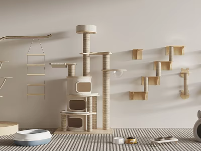 Modern Display Shelves With Wooden Structure And Multi Layer Storage Design 3d model