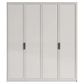Modern White Wardrobe Interior Design With Four Door And Black Handles