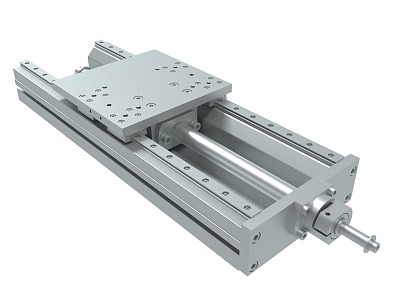 Metal steel plate pneumatic magnetic couple type rod-less cylinder long stroke precision CNC slide with guide rail closed heavy-duty slide module mechanical high-speed guide rail rod-less cylinder 3d model