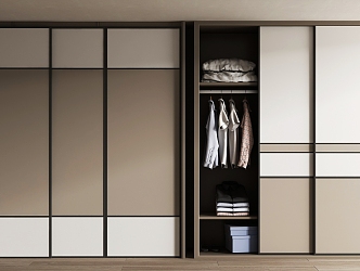 modern wardrobe sliding door wardrobe 3d model