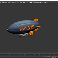 TOON Branded Dark Blue Airship With Orange Accents And Landing Gear