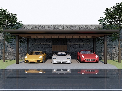 Modern parking garage parking lot parking shed outdoor parking square park shed 3d model