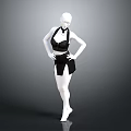 White Mannequin In Black Outfit With Hands On Hips Against Gray Background