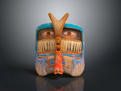 Traditional Handcrafted Ethnic Mask With Cultural Design As Clothing Decoration Accessory 3d model