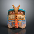 Traditional Handcrafted Ethnic Mask With Cultural Design As Clothing Decoration Accessory