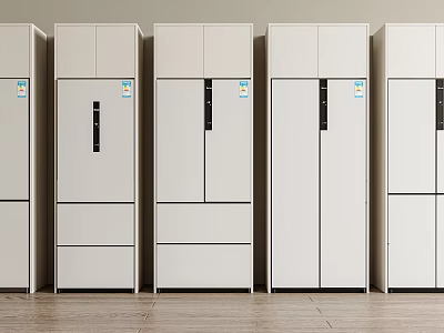 Modern White Refrigerators and Freezers Collection with Door and Drawer Design 3d model
