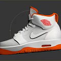 White And Orange High Top Sneakers With Red Upper Logo For Daily Casual Use