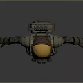 Detailed Space Suit Character In Green Brown Armor With Gold Helmet Backpack And Gear