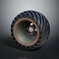 Heavy Duty Off Road Tire With Deep Tread Pattern And Sturdy Metal Rim Design