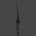 Game Movie Character Gray Scaled Dinosaur With Horned Head And Predatory Stance