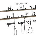 Modern Built in Bathtub Faucets Displayed on Wooden Shelves with Stylish Designs