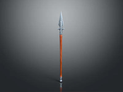 Traditional Ancient Weapon With Metal Spearhead Wooden Shaft Sharp Pointed Design 3d model
