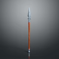 Traditional Ancient Weapon With Metal Spearhead Wooden Shaft Sharp Pointed Design