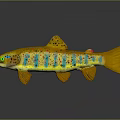 Decorative Colorful Fish Figurine With Yellow Body Blue Green Spots And Red Eye