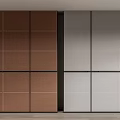 Modern Minimalist Double Wardrobe With Brown And Gray Flat Panel Doors 3d model