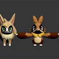 Cute Beige Brown Yellow Animal Cartoon Characters With Big Ears Green Eyes And Open Arms