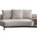 Modern Interlocking Pattern Chaise Lounge With Accent Pillows Sleek Metal Legs And Small Side Table 3d model