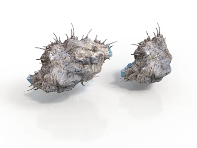Sci-Fi Style Crystal Rock Rock Crystal Spikes Irregular Shape Grayish Suspension Decorations Game Props Elements Rock Blocks 3d model
