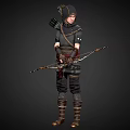 Elven Archer Character With Bow And Arrowquiver In Dark Outfit