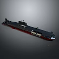 Military Submarine 3D Model Design With Detailed Structure And Red Hull