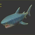 Realistic Blue Shark Aquatic Animal Model Showcasing Open Mouth And Sharp Teeth 3d model