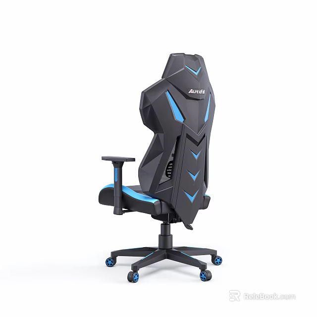 Modern Ergonomic Office Chair With Black And Blue High Back Design And Adjustable Armrests 3d model 