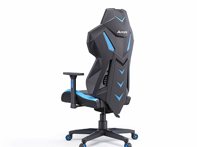 Modern Ergonomic Office Chair With Black And Blue High Back Design And Adjustable Armrests 3d model