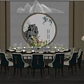 New Chinese-style private room large private room 3d model