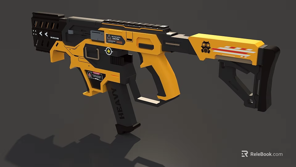 Sci Fi Futuristic Weapon Pistol with Yellow Black Color and Model M4SH Design 3d model 