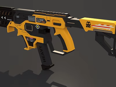 Sci Fi Futuristic Weapon Pistol with Yellow Black Color and Model M4SH Design 3d model