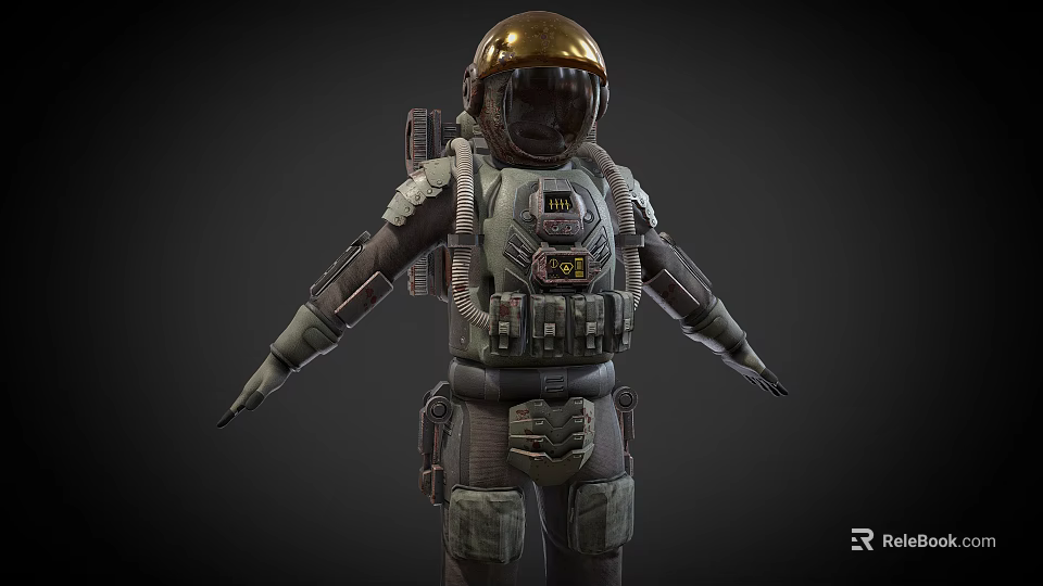 Detailed Full Body Astronaut In Tactical Spacesuit With Helmet Backpack Gear 3D Render 3d model 