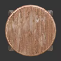 Wooden Stool With Round Seat Natural Wood Grain And Cross Support Legs Design