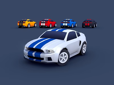 Colorful Toy Sports Car Models Featuring White Blue Striped Vehicle And Collection 3d model