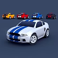 Colorful Toy Sports Car Models Featuring White Blue Striped Vehicle And Collection