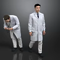 Two Doctors In White Coats With Stethoscope Walking In Indoor Setting