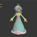 Blonde Princess In Blue Dress With Crown Animated Game Character