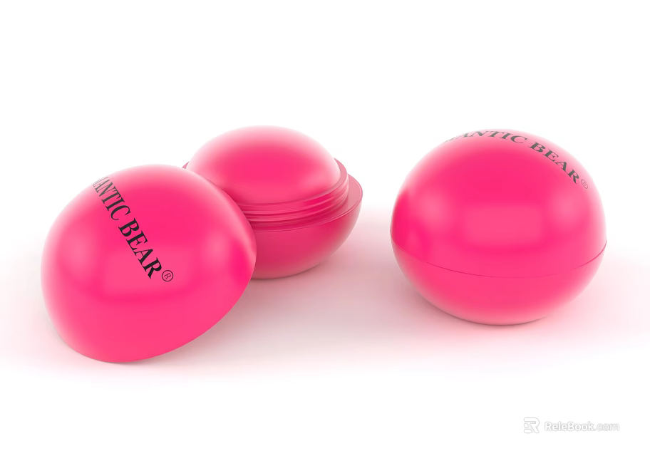 VIC BEAR Pink Spherical Containers with Smooth Glossy Surface and Brand Logo 3d model 