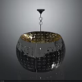 Hanging Modern Metallic Chandelier Furniture With Hollow Out Design And Golden Interior
