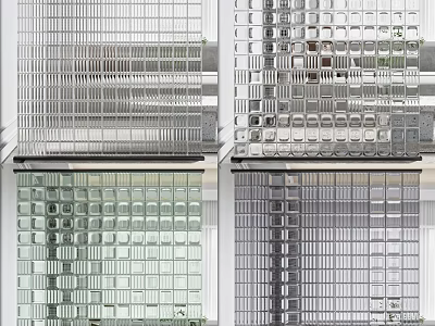 Stylish Modern Interior Wall Design Featuring Glass Blocks And Metal Grid Structures 3d model