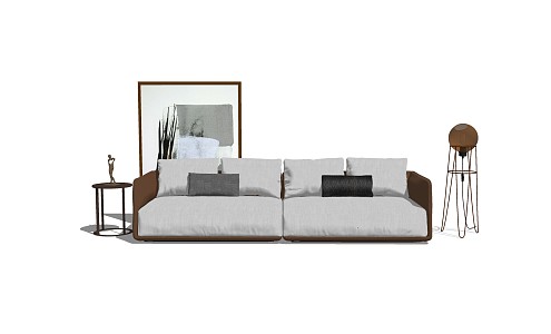 Modern double sofa multiplayer sofa 3d model